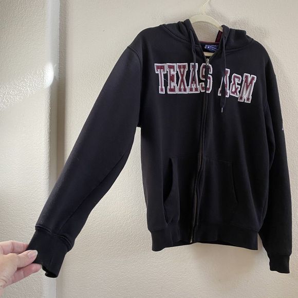 Texas A&M Black Zip Jacket Hoodie Campus Heritage Collection Medium Zip Front - Picture 4 of 7